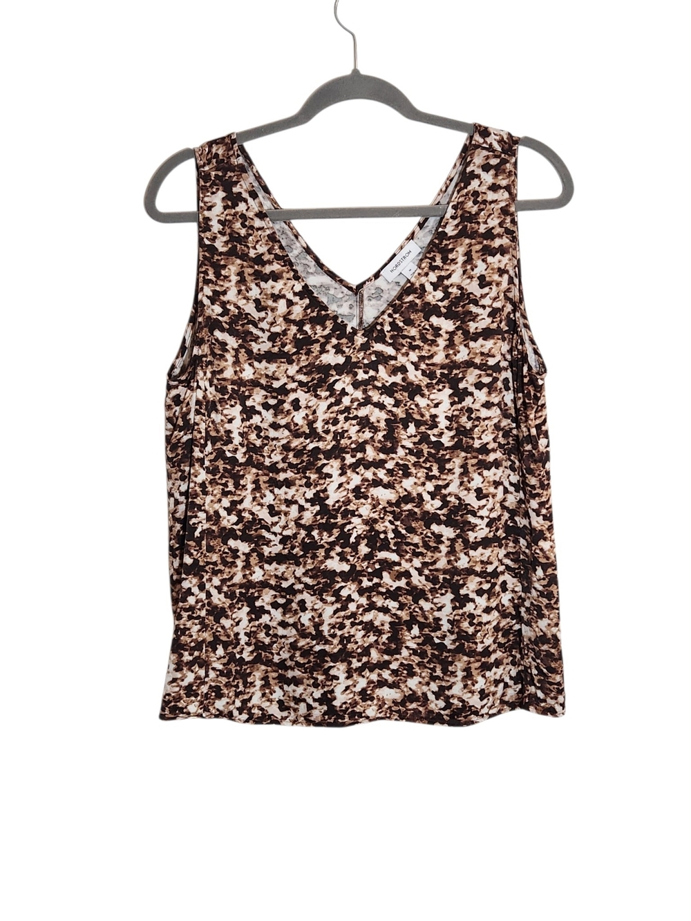Nordstrom Brown and Cream Abstract Leopard Print Tank Top Size Medium